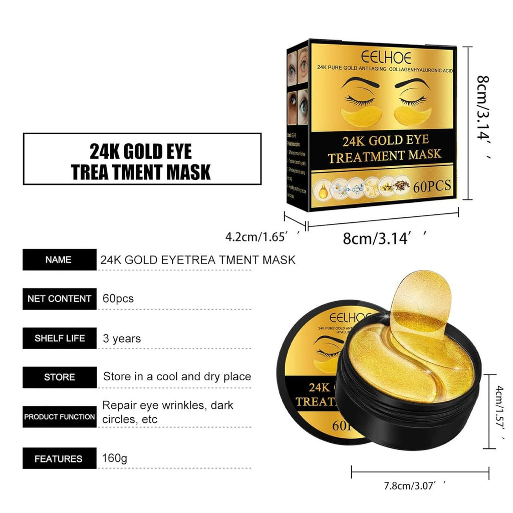 EELHOE Parches de Oro 24K para Ojos – 60 Pcs ✨👁️
