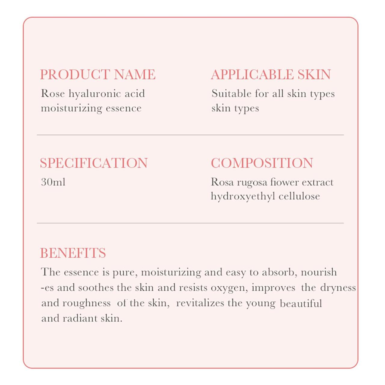 Esencia de Rosa con Ácido Hialurónico – Hidratación, Nutrición y Luminosidad en 30 ml